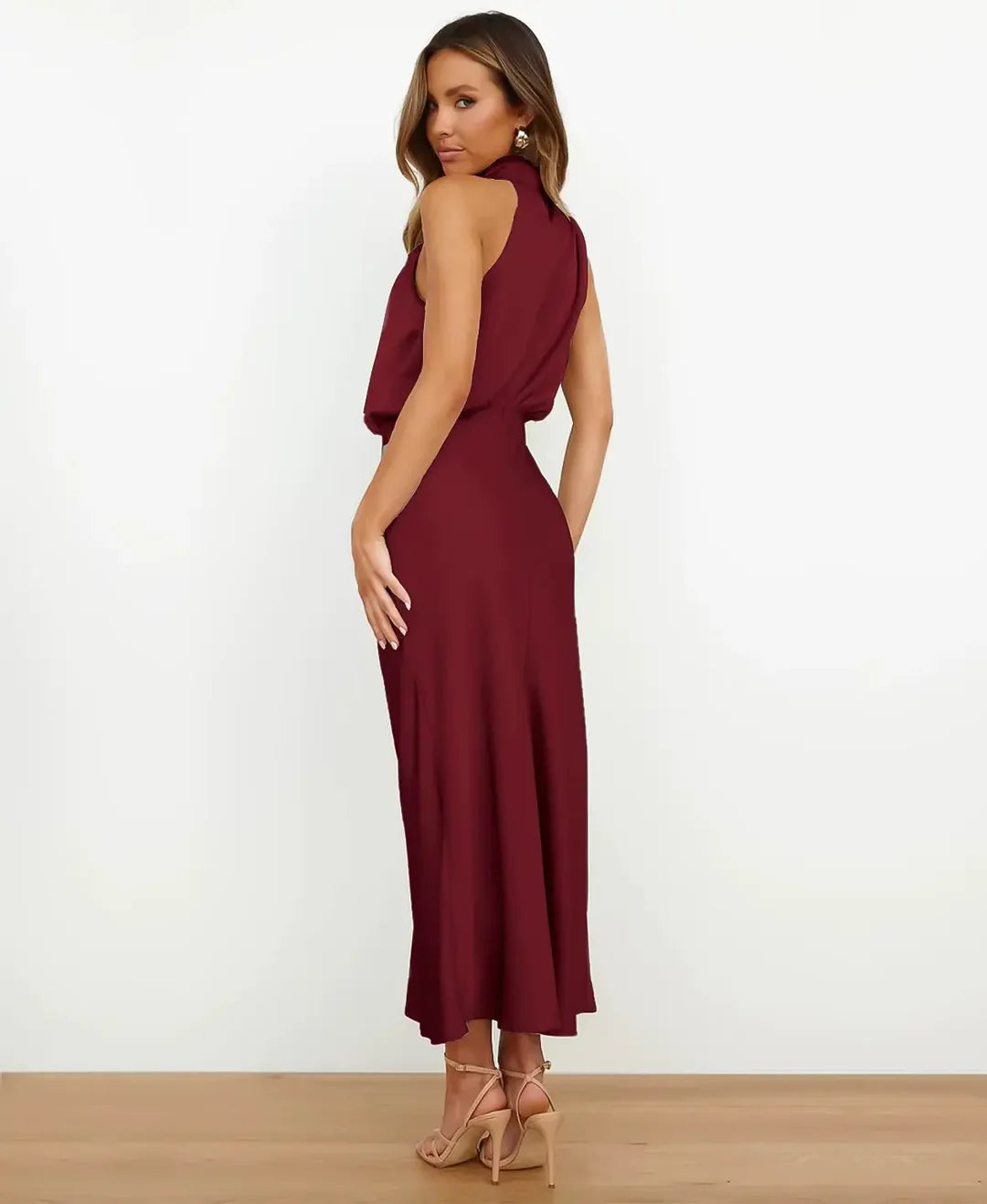 Miss | Jurk Dames Midi Hoge Taille - Katoenblend