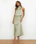 Miss | Jurk Dames Midi Hoge Taille - Katoenblend