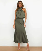 Miss | Jurk Dames Midi Hoge Taille - Katoenblend