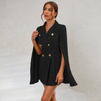 Sophie | Cape Blazer Mini-jurk met Gouden Knopen voor Dames
