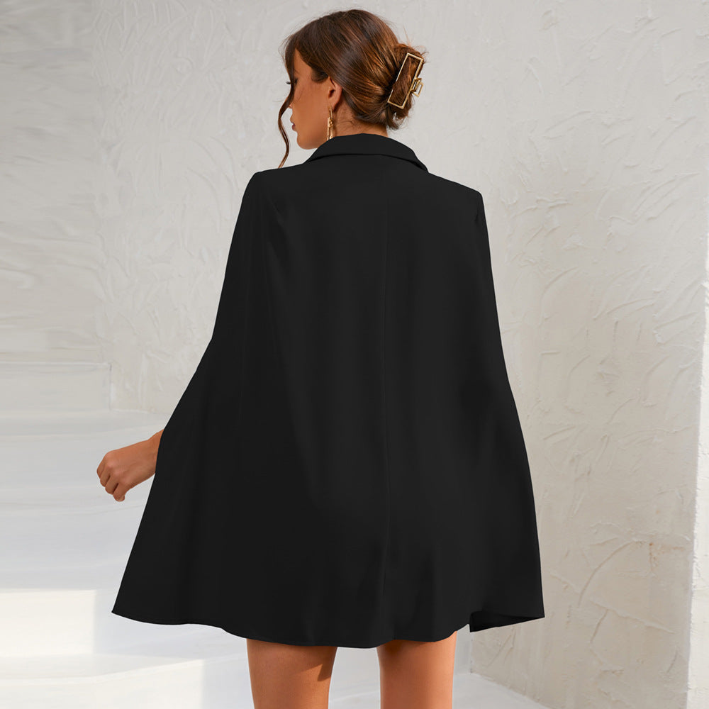 Sophie | Cape Blazer Mini-jurk met Gouden Knopen voor Dames