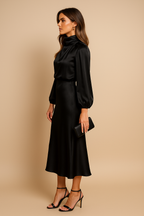 Sophie | Elegante Midi-jurk met Hoge Hals voor Dames in Winterstijl