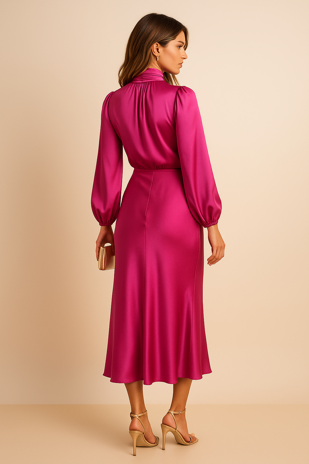 Sophie | Elegante Midi-jurk met Hoge Hals voor Dames in Winterstijl