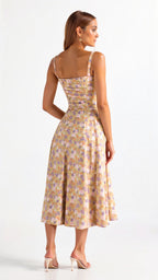 Sophie | Midi Jurk Dames met Corset en Vloeiende Rok voor Zomerse Gelegenheden