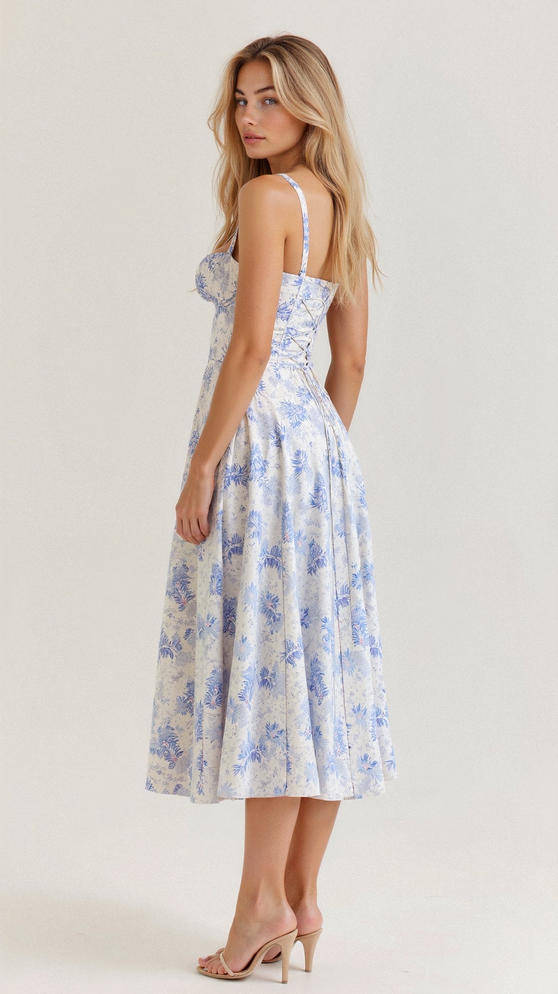 Sophie | Midi Jurk Dames met Corset en Vloeiende Rok voor Zomerse Gelegenheden