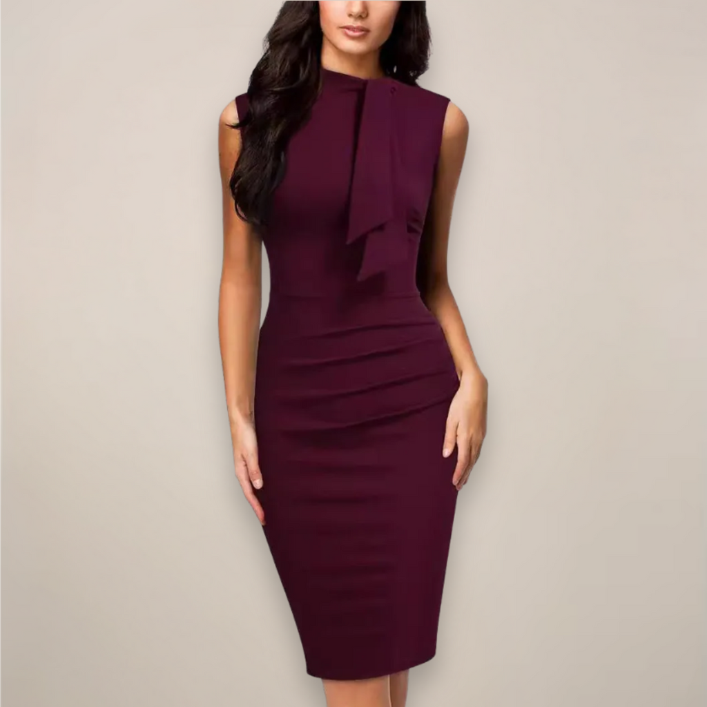 Sophie | Mouwloze Midi Jurk met Schede voor Dames in Zwart