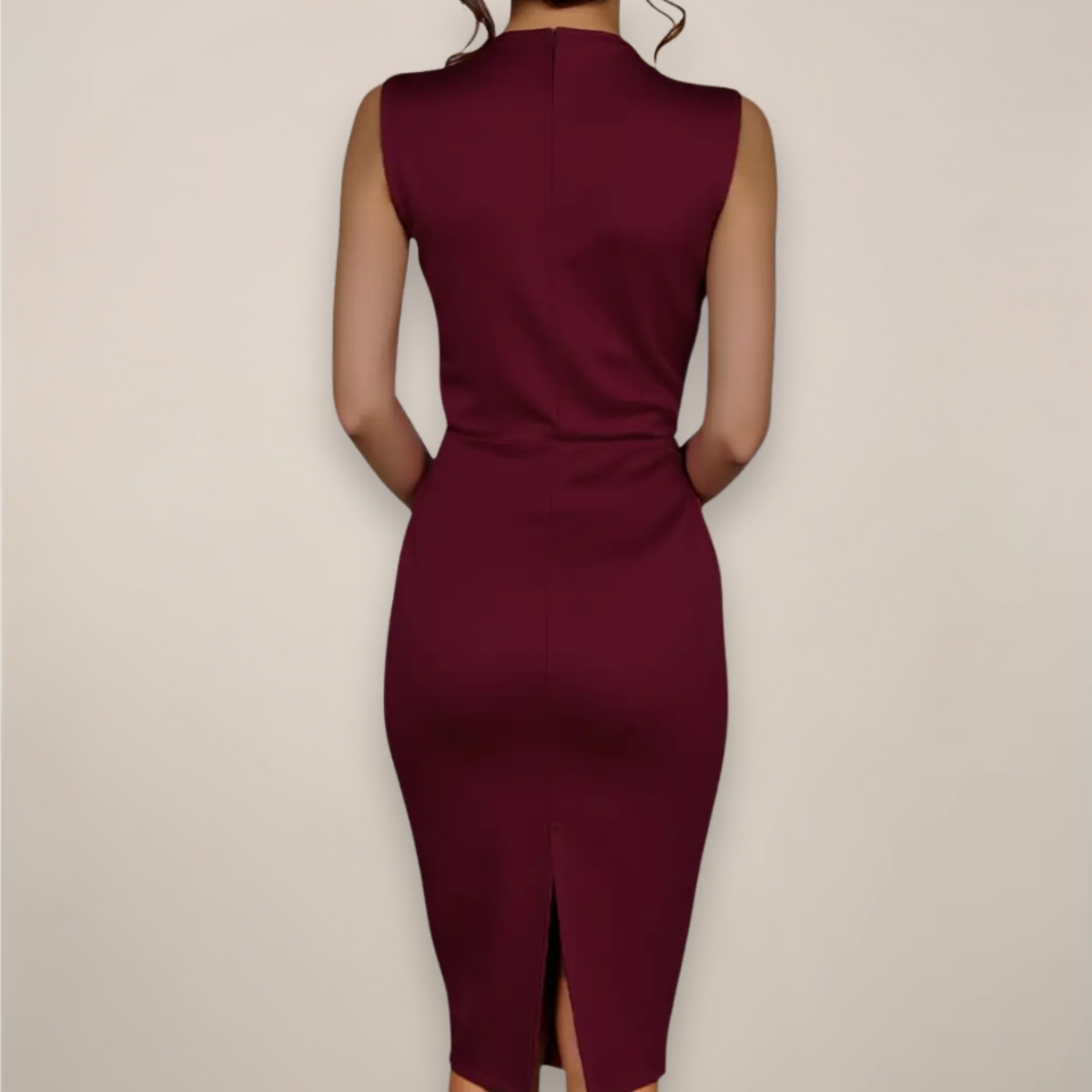 Sophie | Mouwloze Midi Jurk met Schede voor Dames in Zwart