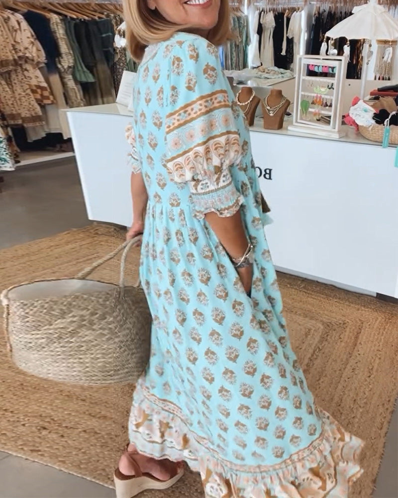 Sophie | Zomer Midi-jurk met V-hals en Print voor Dames