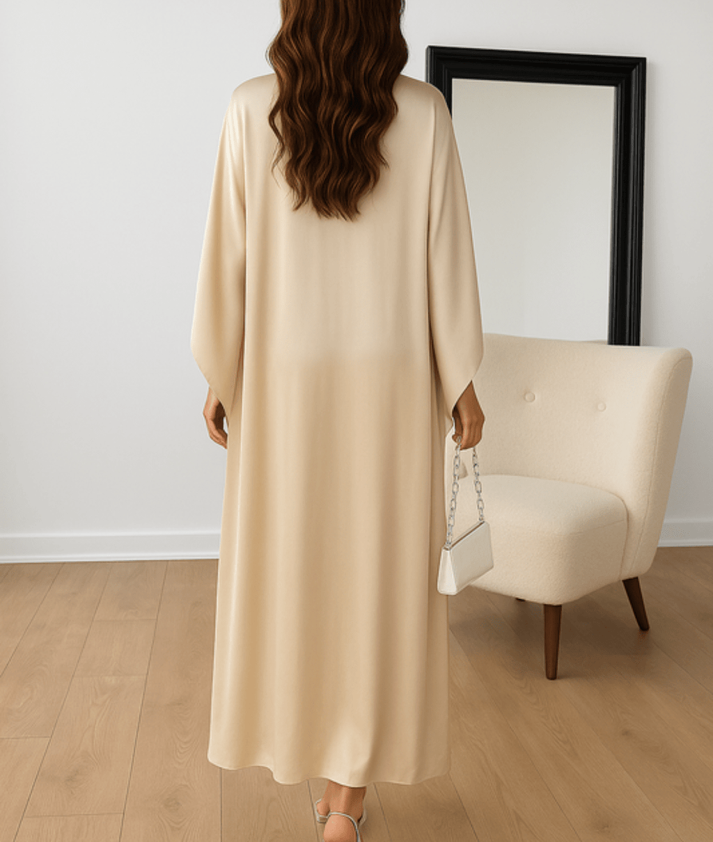 Miss | Jurk Dames Maxi Draped Sleeve - Satijn