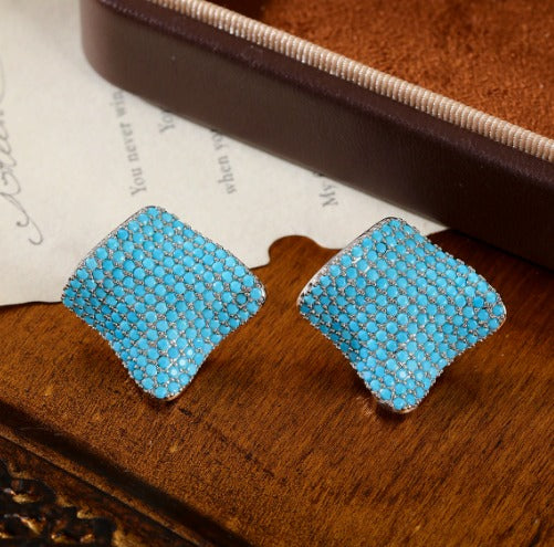 Premium Square Turquoise Stud Earrings — 4