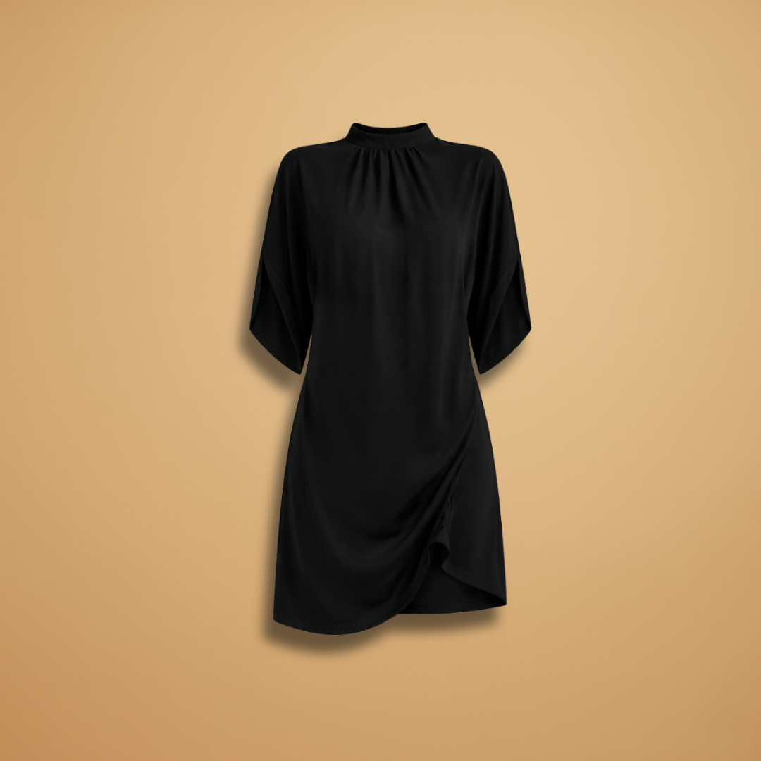 Miss | Jurk Dames Mini Shift Mock Neck - Viscose