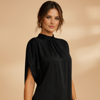 Miss | Jurk Dames Mini Shift Mock Neck - Viscose