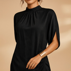 Miss | Jurk Dames Mini Shift Mock Neck - Viscose