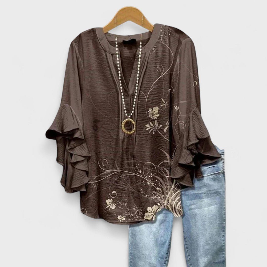 Sienna’s | Blouse Women Volant Sleeves V‑Neck Oversized – Viscose