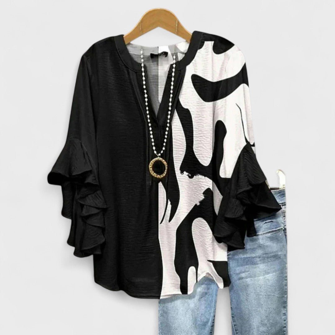 Sienna’s | Blouse Women Volant Sleeves V‑Neck Oversized – Viscose