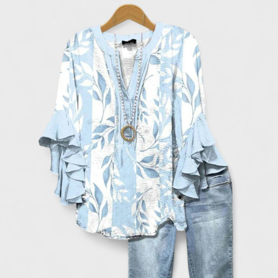 Sienna’s | Blouse Women Volant Sleeves V‑Neck Oversized – Viscose
