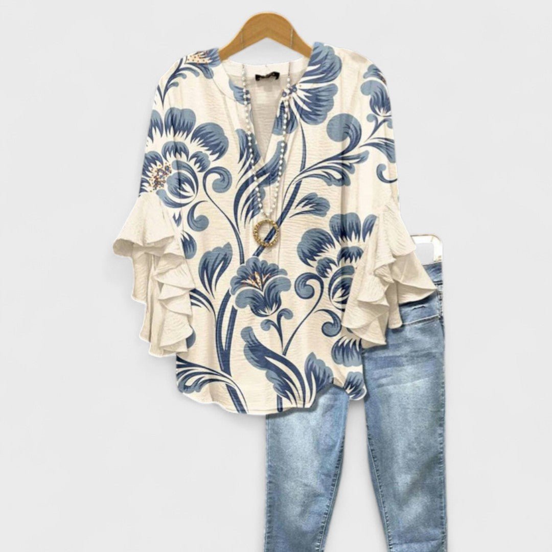 Miss | Blouse Dames Volantmouwen V-hals Oversized - Viscose