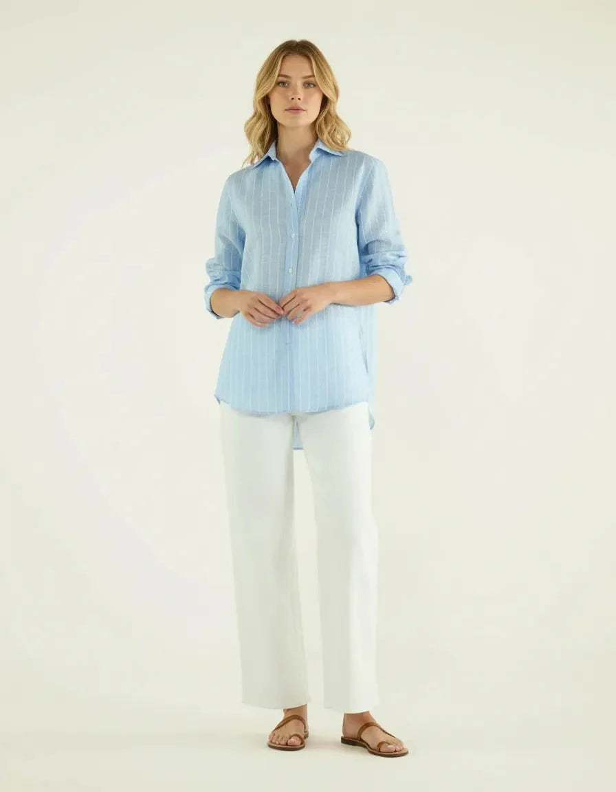 Sienna’s | Blouse Women Linen Blend – Striped Pattern