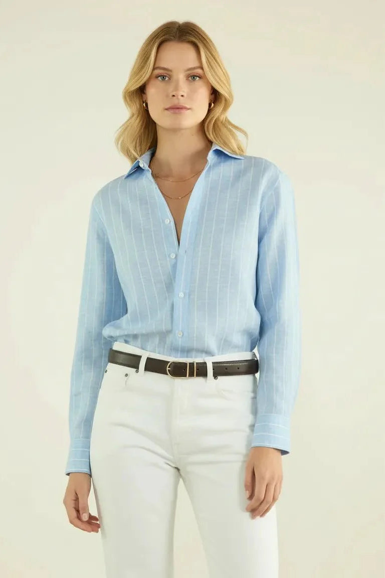 Sienna’s | Blouse Women Linen Blend – Striped Pattern