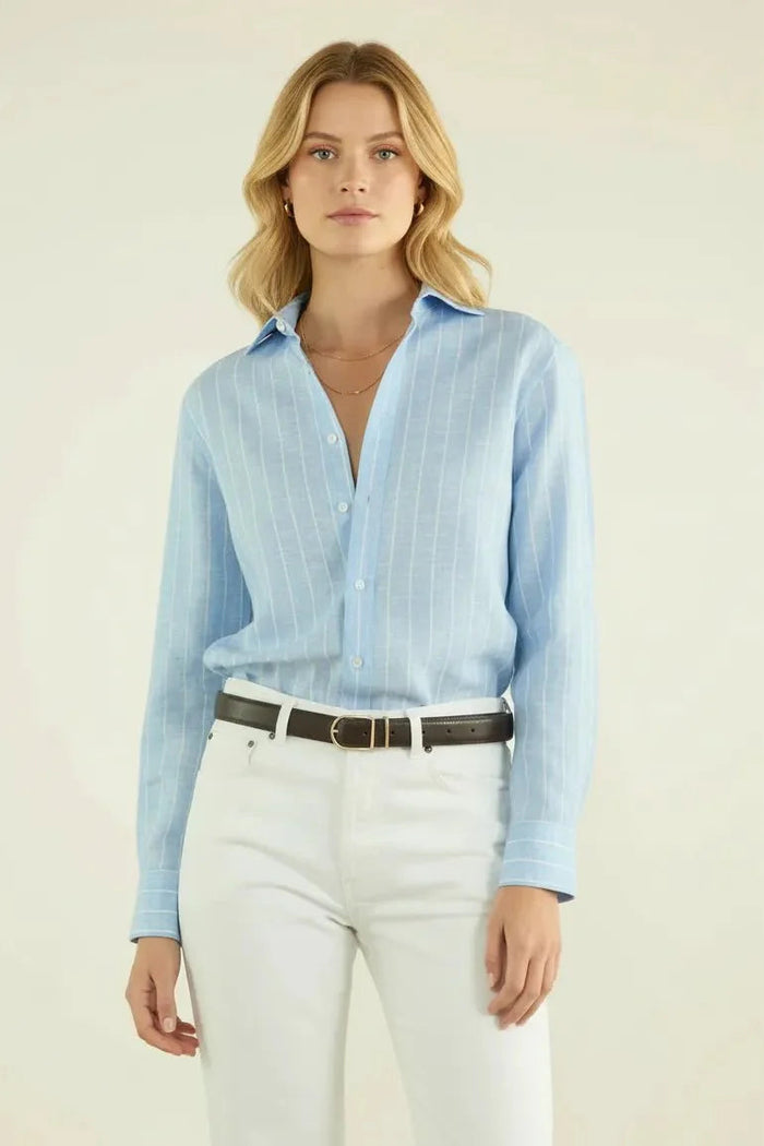 Sienna’s | Blouse Women Linen Blend – Striped Pattern