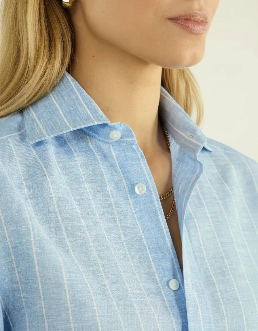 Sienna’s | Blouse Women Linen Blend – Striped Pattern