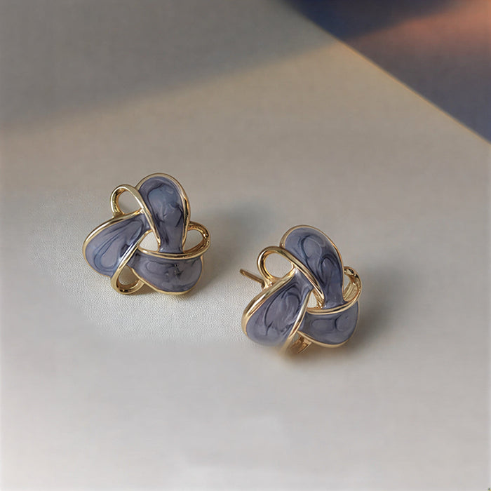 Elegant Vintage Purple Enamel Earrings — 1