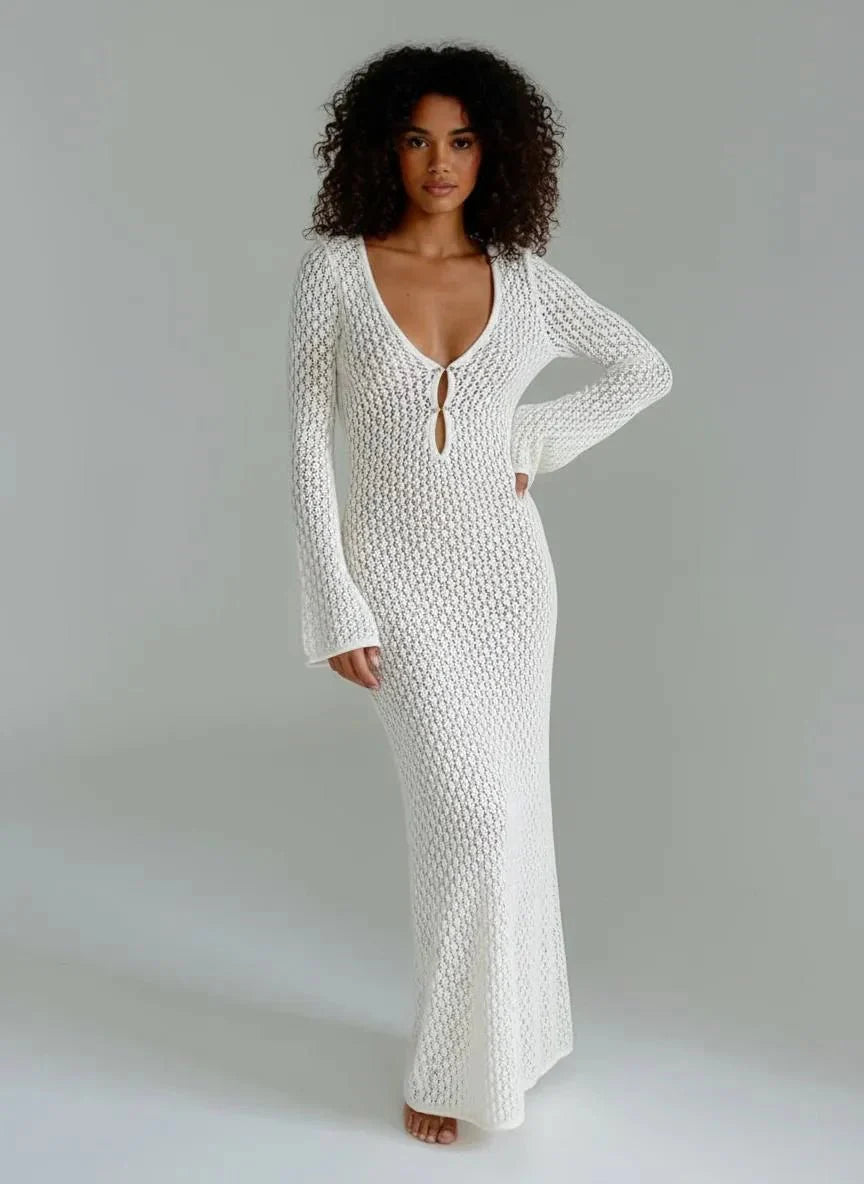 Miss | Maxi Jurk Dames Zomer Bohemian Crochet - Katoen