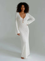 Miss | Maxi Jurk Dames Zomer Bohemian Crochet - Katoen