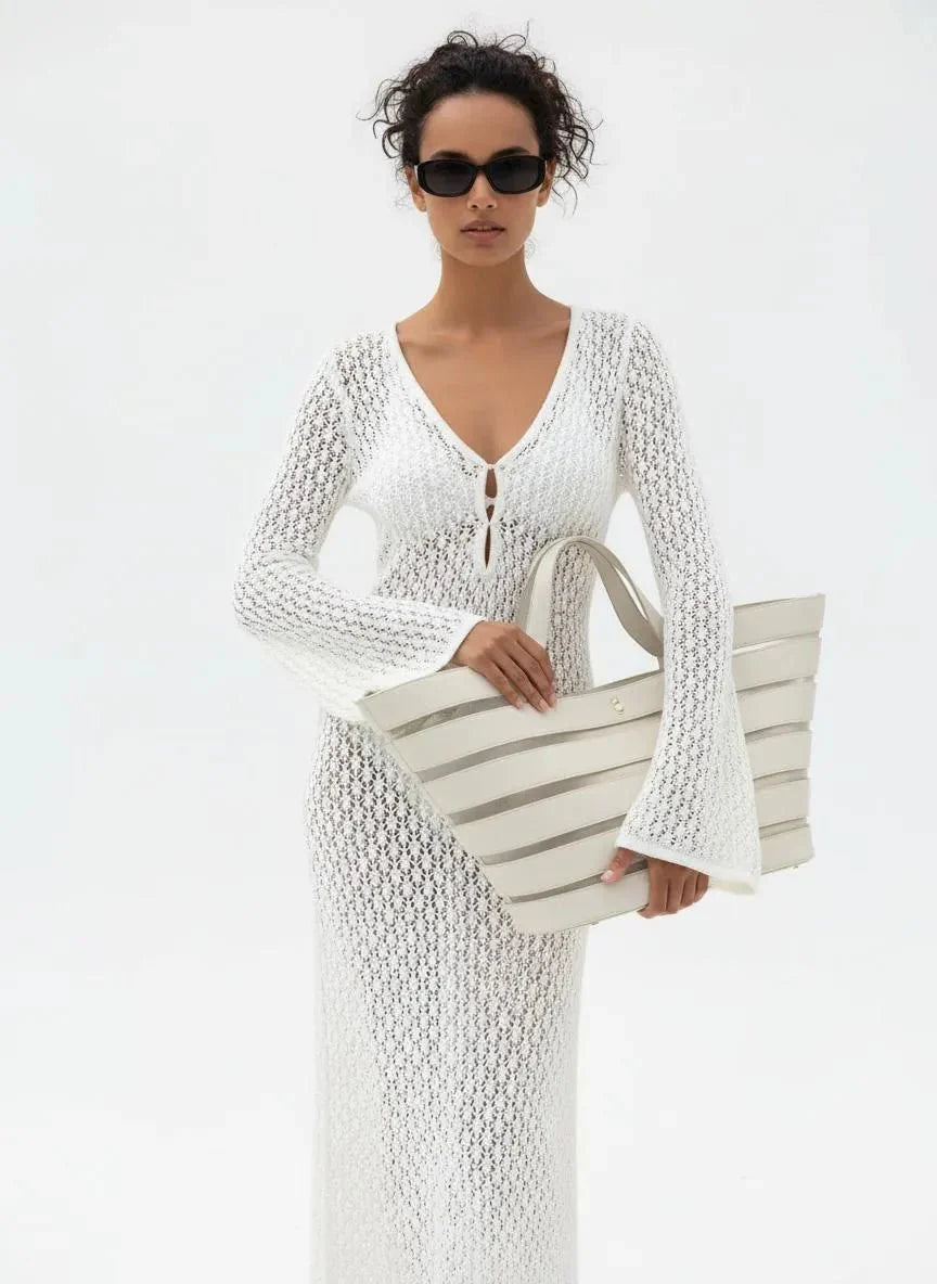 Miss | Maxi Jurk Dames Zomer Bohemian Crochet - Katoen