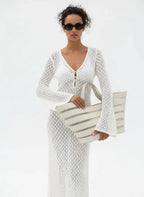 Miss | Maxi Jurk Dames Zomer Bohemian Crochet - Katoen