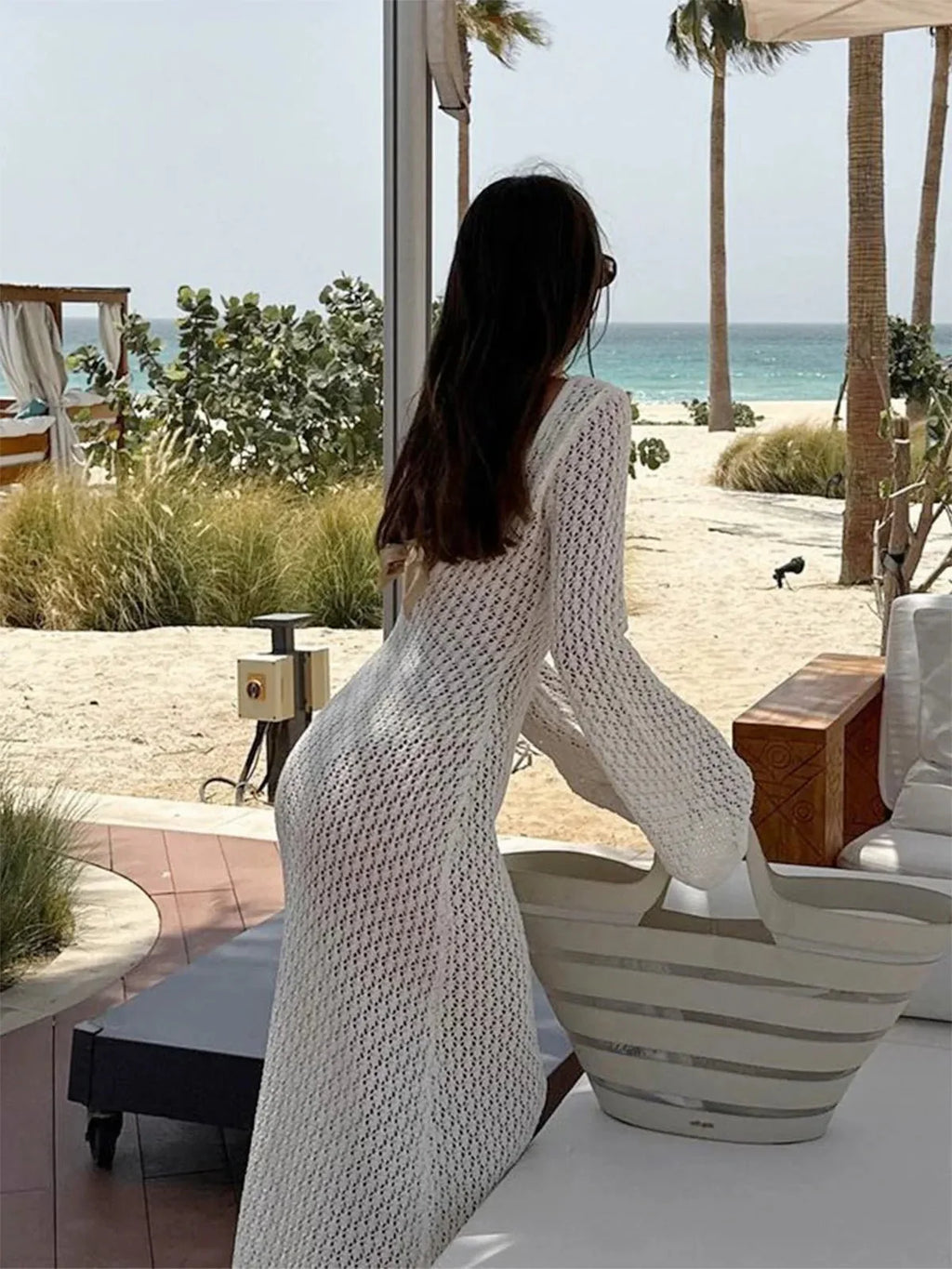 Miss | Maxi Jurk Dames Zomer Bohemian Crochet - Katoen