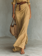 Sienna's | Ladies Lapel Single Breasted Long Sleeve Belted Maxi Dress