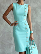 Miss | Jurk Dames Midi Bodycon Katoen-mix - Sky Blue