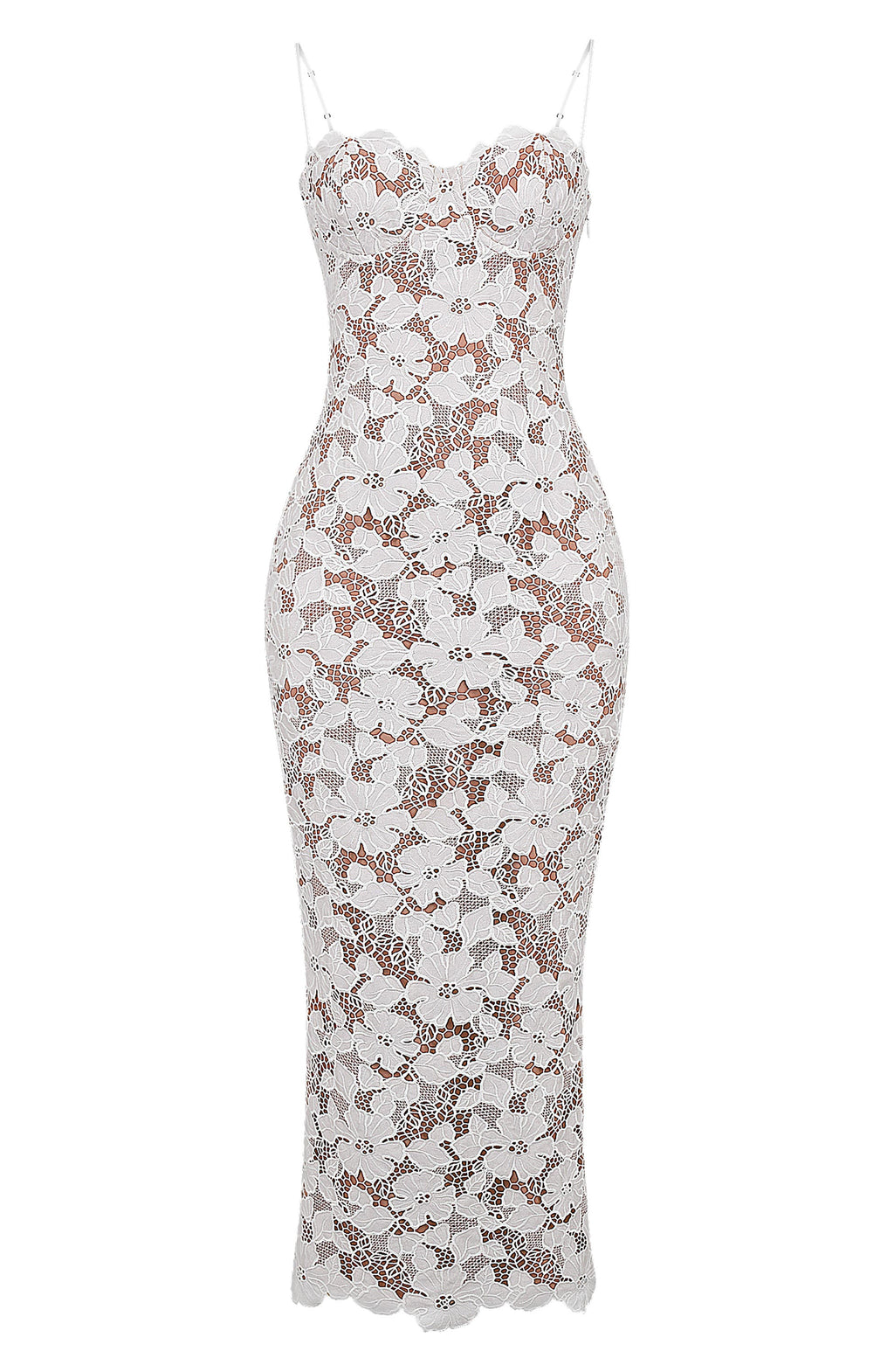 Pearl Blossom | Kanten Maxi Jurk met Vetersluiting & Bloemenpatroon