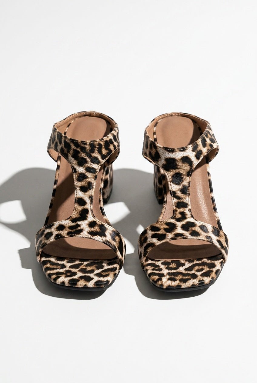 Damesslippers met blokhak luipaardprint