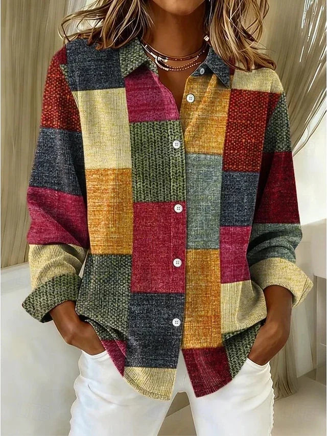 Therese | Vintage Patchwork Button Front Blouse