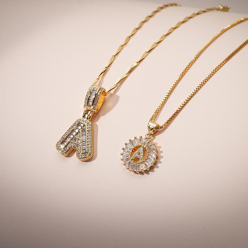 AISHA™ - Initial Letter Pendant Necklaces (2-Pack) — 7