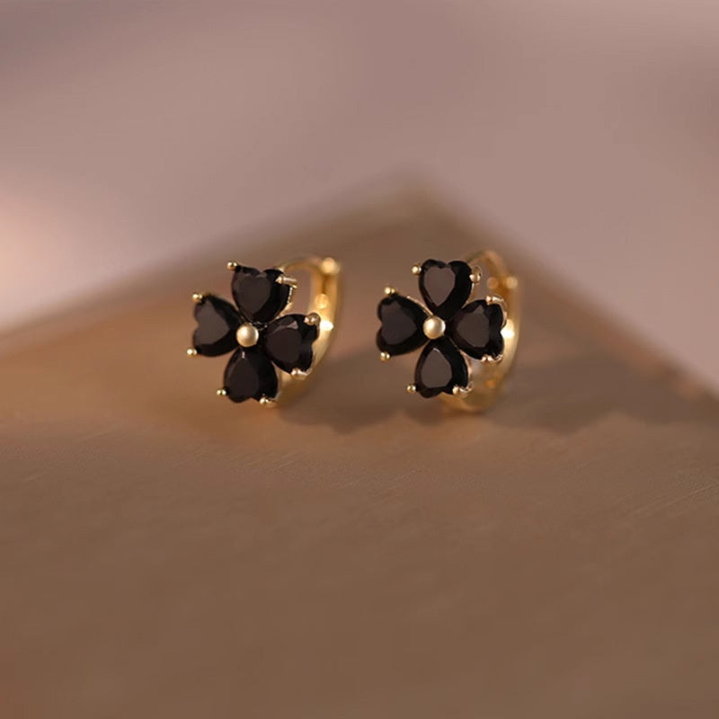 Elegant Gold Plated Flower Stud Earrings — 1