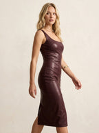 Faux Leather Midi-jurk Dames Aansluitend