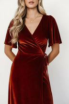 Fluwelen Maxi Jurk Dames | Wrap V-hals Hoge Split