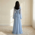 Elysera | Maxi Jurk met Ruffle Details & Flare Mouwen