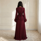 Elysera | Maxi Jurk met Ruffle Details & Flare Mouwen
