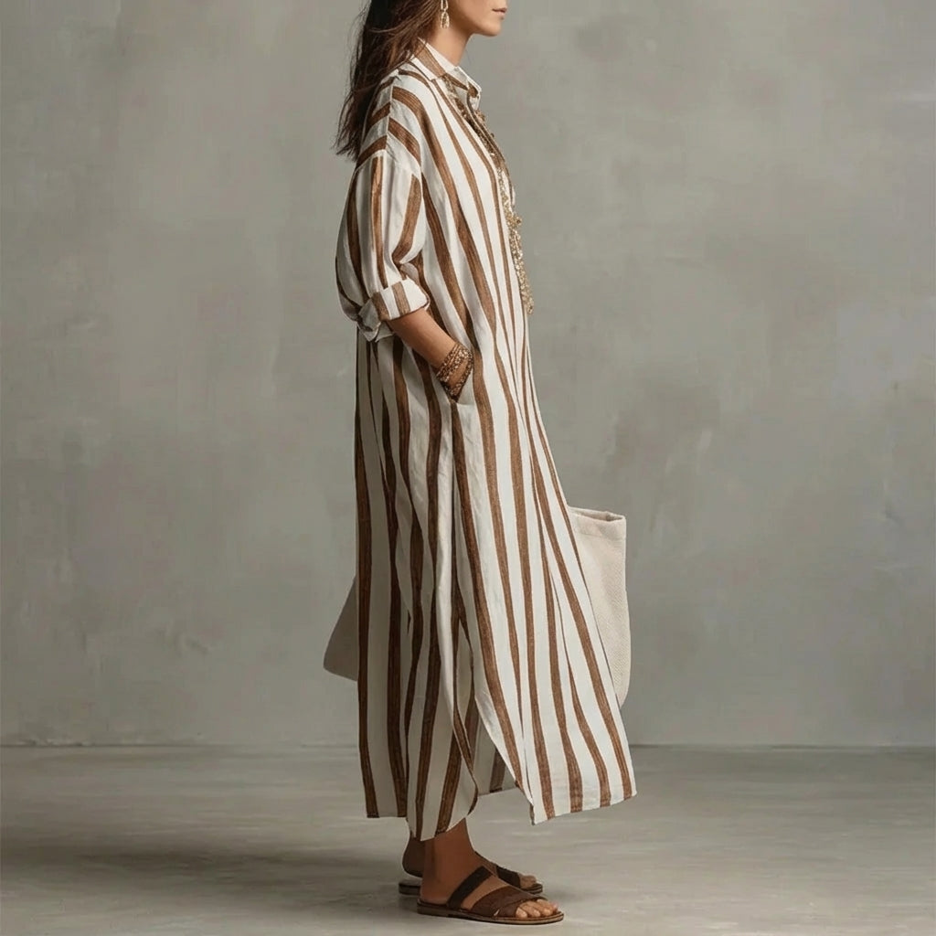 Velira | Gestreepte Maxi Jurk met Losse Fit