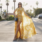 Alvéra | Flowing Maxi Overlay Jurk met Cape Effect