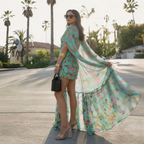 Alvéra | Flowing Maxi Overlay Jurk met Cape Effect