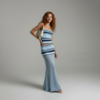 Sorella | 2-delige gestreepte maxi set met bandeau top