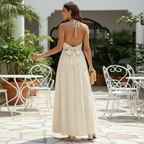 Liora | Zwierige halter maxi jurk met elegante V-hals