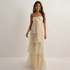 Solina | Strapless Zomerjurk met Gelaagde Rok & Verstelbare Strik