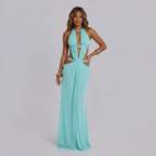 Aurelia | Cut-Out Maxi Jurk met Halterhals & Open Rug
