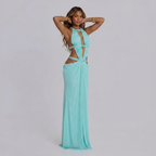 Aurelia | Cut-Out Maxi Jurk met Halterhals & Open Rug